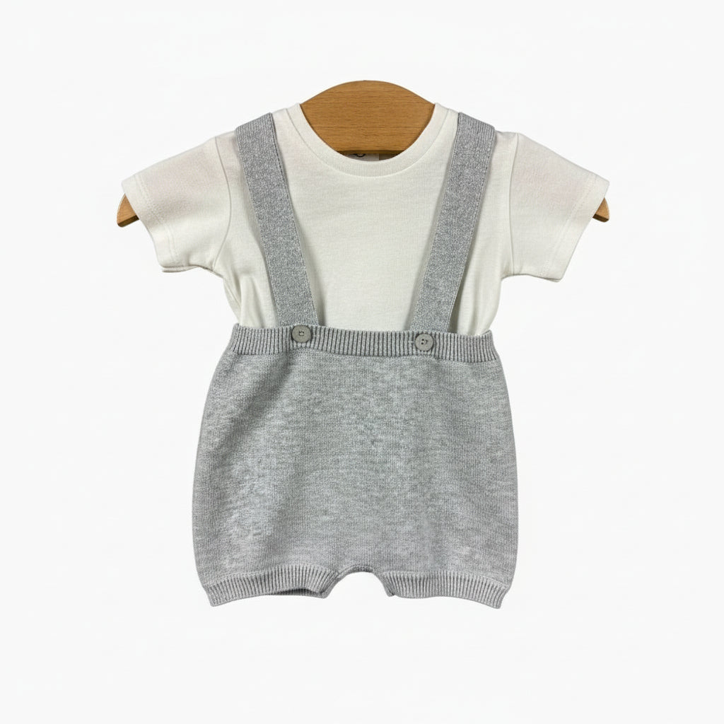 Mayoral salopette corta neonato in cotone grigia