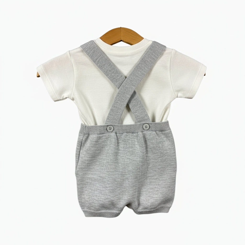 Mayoral salopette corta neonato in cotone grigia