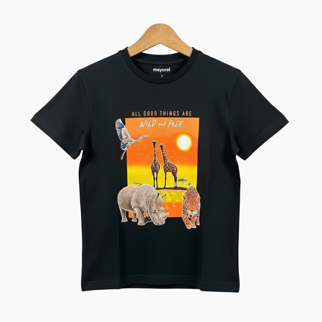 Mayoral t-shirt bambino nera con stampa