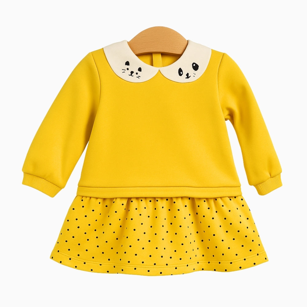 Mayoral vestitino con gonna a pois neonata giallo