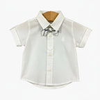 Minibanda camicia con papillon manica corta bianca