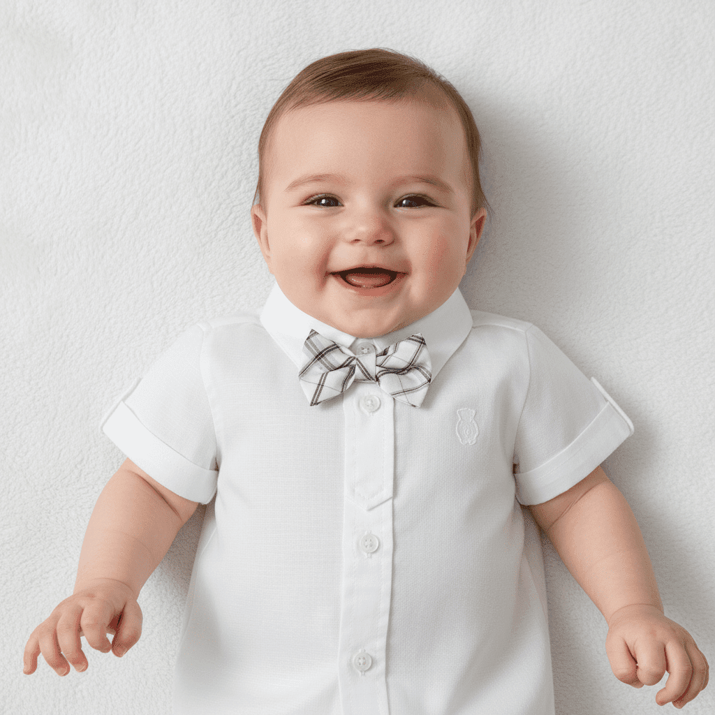 Sarabanda camicia neonato con papillon manica corta bianca - Abbigliamento bambini firmato | CDifferent Outlet