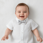 Minibanda camicia con papillon manica corta bianca