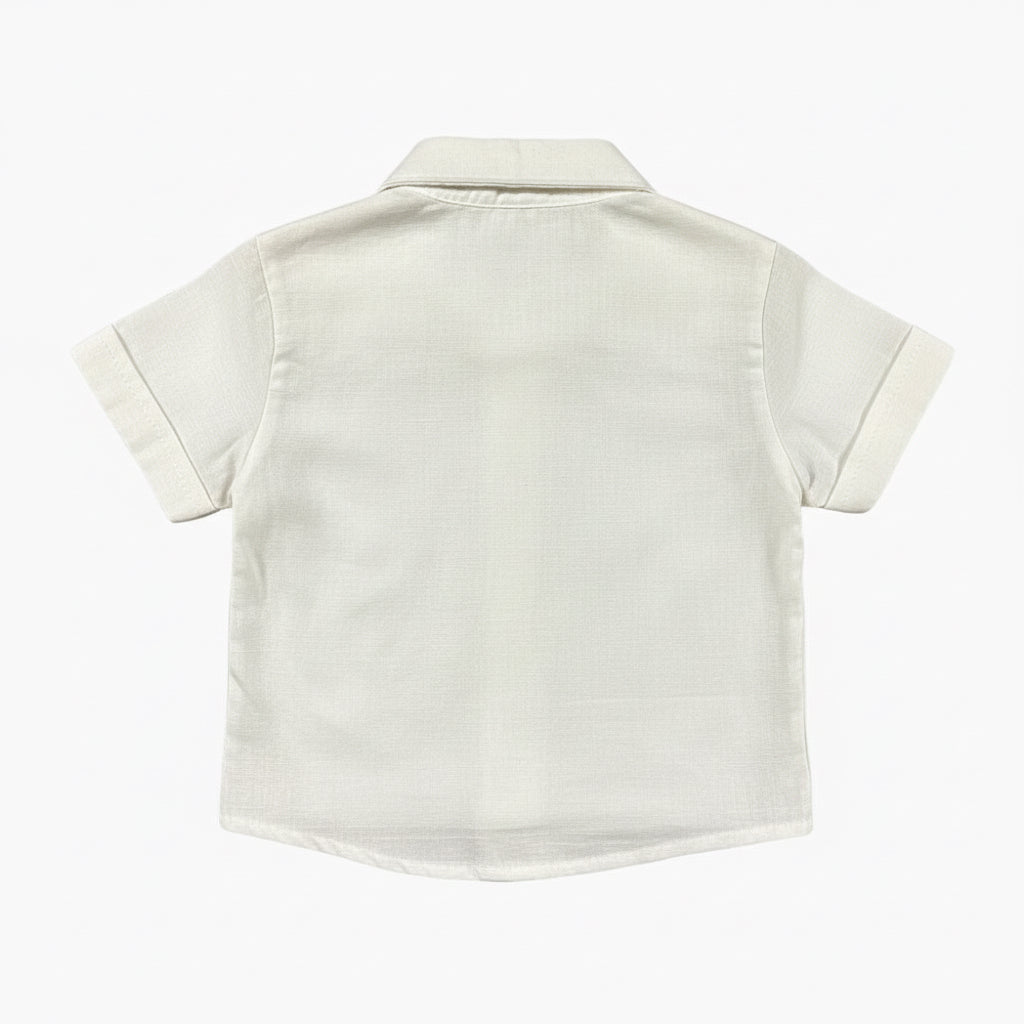 Minibanda camicia con papillon manica corta bianca