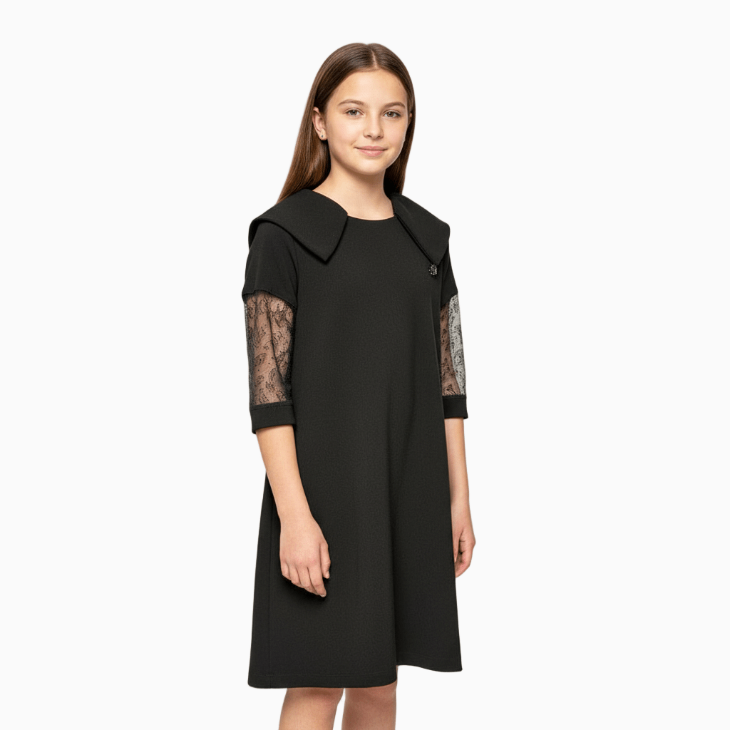 Miss Blumarine Abito con pizzo bambina nero