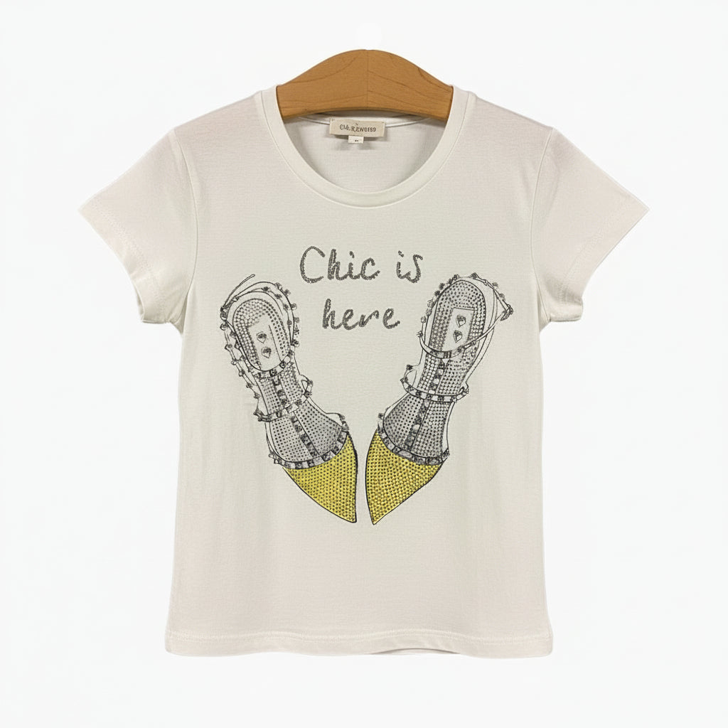 Miss Grant t-shirt mezza manica bianca bambina con dettagli brillanti - Abbigliamento bambini firmato | CDifferent Outlet