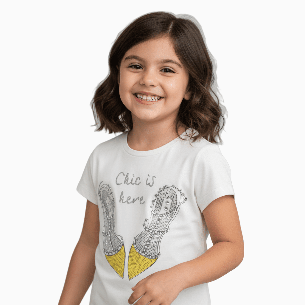 Miss Grant t-shirt mezza manica bianca bambina con dettagli brillanti