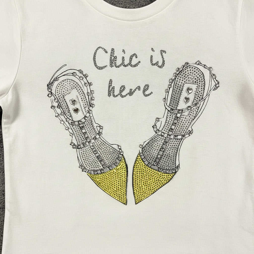 Miss Grant t-shirt mezza manica bianca bambina con dettagli brillanti - Abbigliamento bambini firmato | CDifferent Outlet
