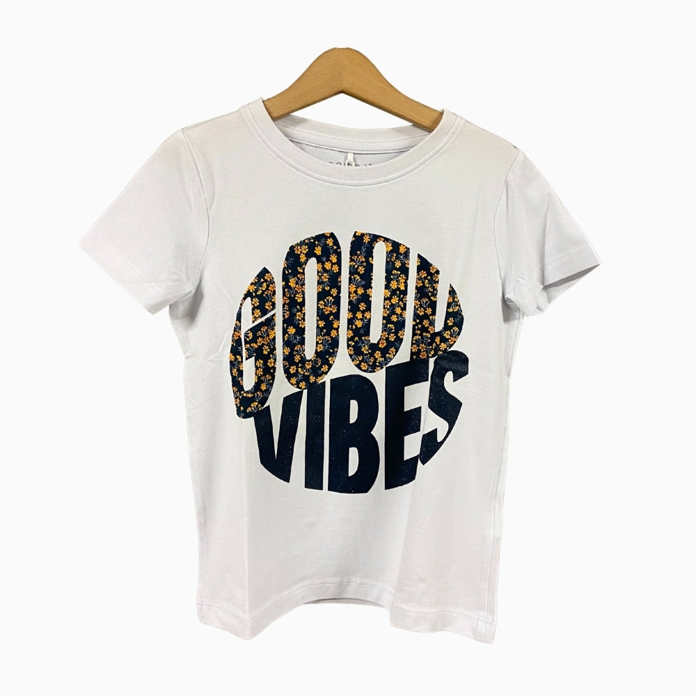Name-It t-shirt manica corta bambina good vibes bianca