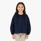 Only camicia bambina blu con pizzo