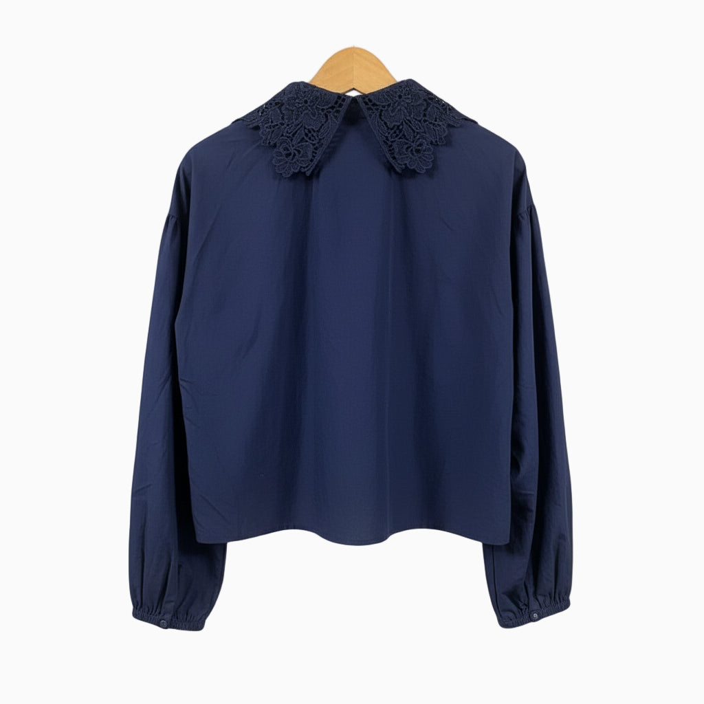 Only camicia bambina blu con pizzo