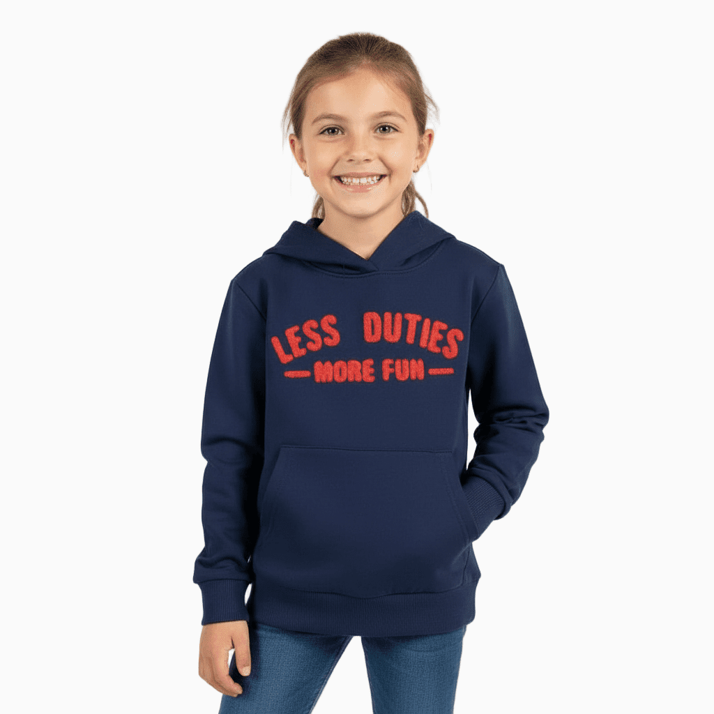 Only felpa con cappuccio con scritta ricamata bambina blu - Abbigliamento bambini firmato | CDifferent Outlet