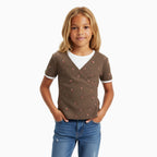 Only maglia mezza manica incrociata con fantasia marrone