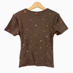 Only maglia mezza manica incrociata con fantasia marrone