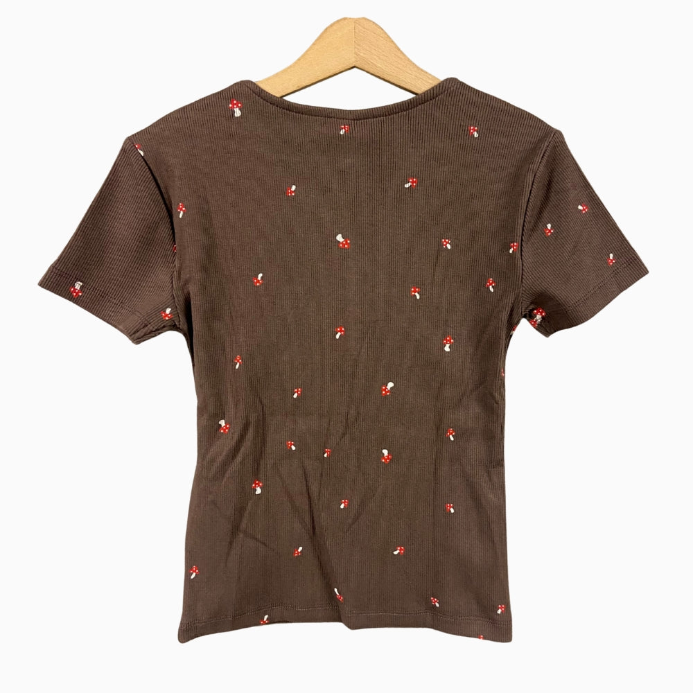 Only maglia mezza manica incrociata con fantasia marrone