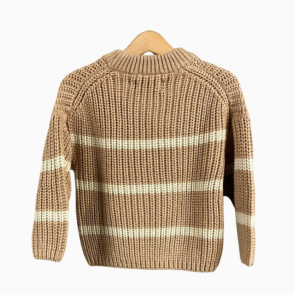 Only maglioncino a righe con girocollo bambina beige