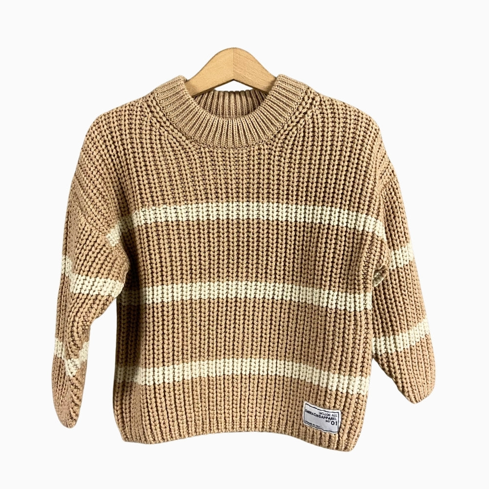 Only maglioncino a righe con girocollo bambina beige - Abbigliamento bambini firmato | CDifferent Outlet