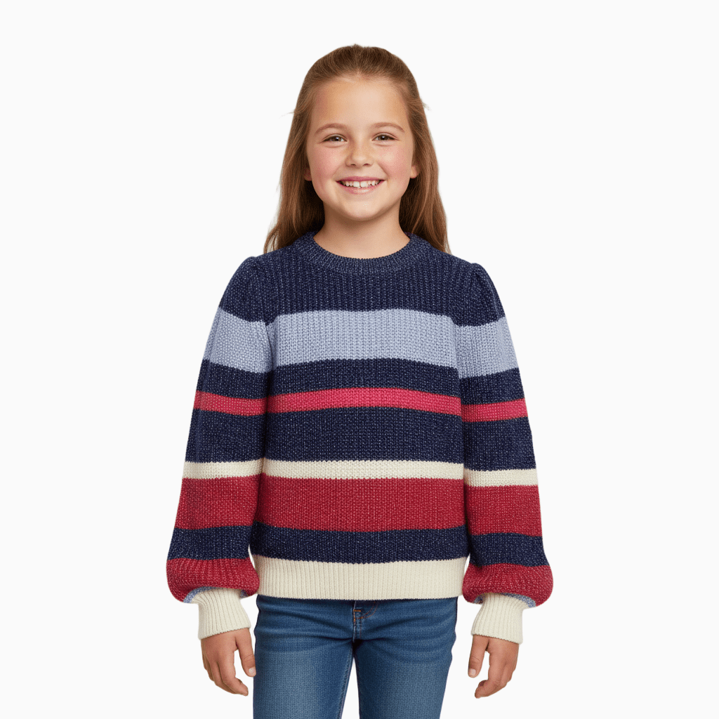 Only maglione a righe giroccolo bambina