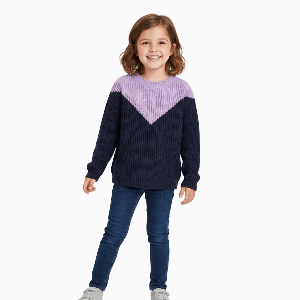 Only maglione bambina blu e lilla