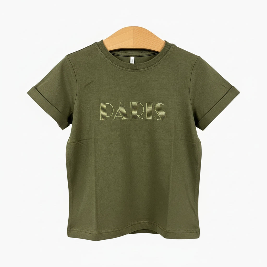 Only t-shirt manica corta Paris bambina verde