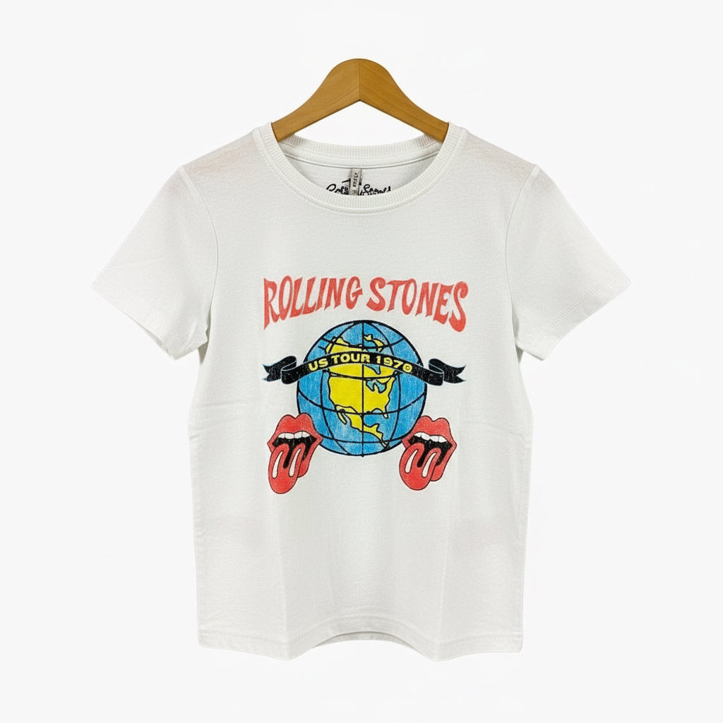 Only t-shirt manica corta bambina bianca Rolling Stones - Abbigliamento bambini firmato | CDifferent Outlet