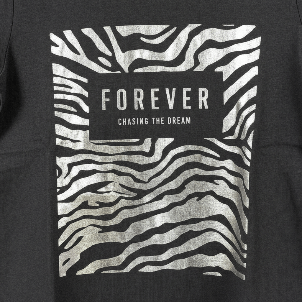 Only t-shirt manica corta bambina con animalier argento