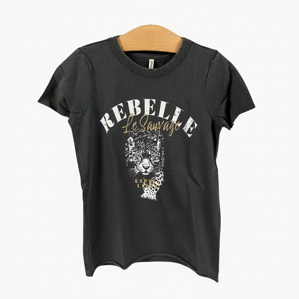 Only t-shirt manica corta bambina leopardo grigia