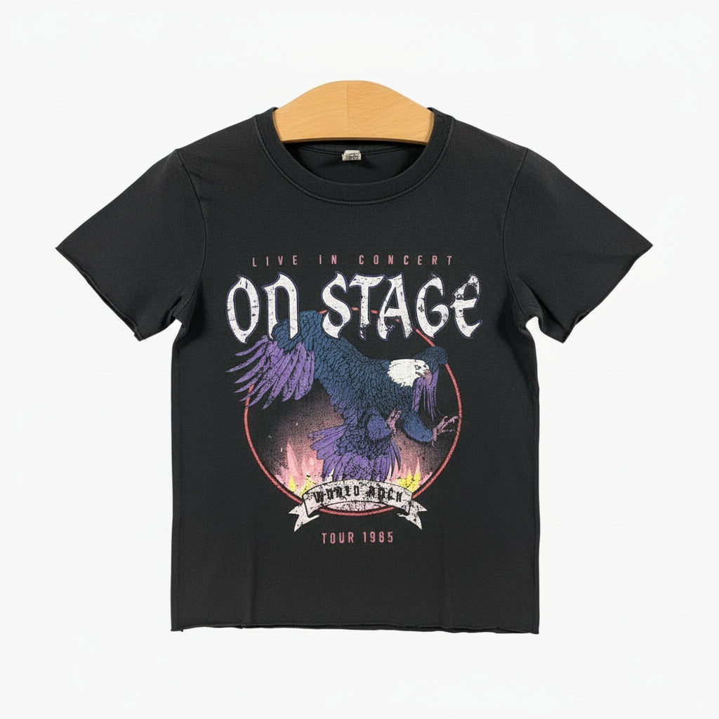 Only t-shirt manica corta bambina nera con aquila