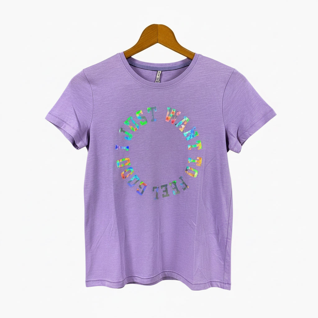 Only t-shirt manica corta bambina stampa olografica