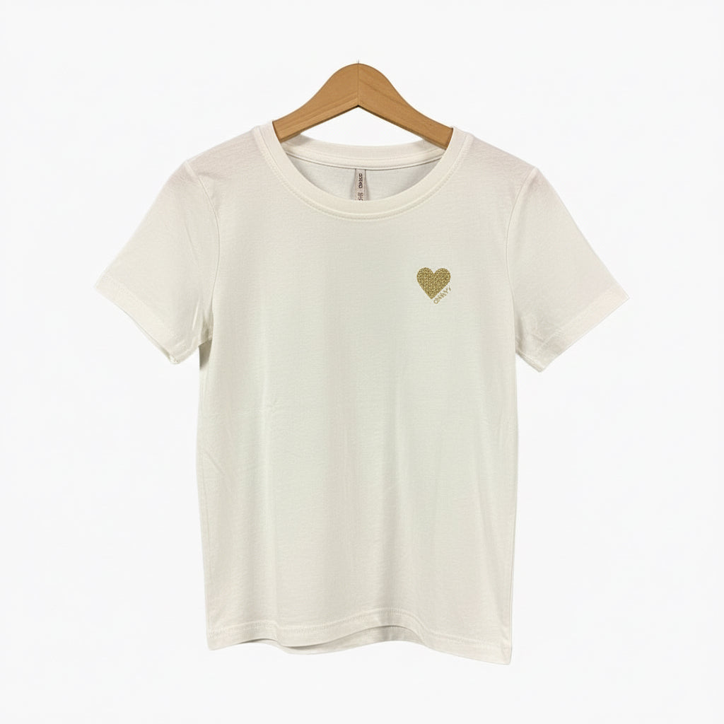 Only t-shirt mezza manica bambina cuore glitter - Abbigliamento bambini firmato | CDifferent Outlet