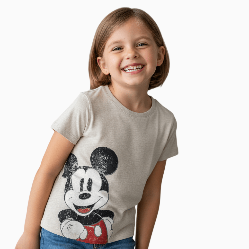 Only t-shirt mezza manica bambina stampa topolino grigia
