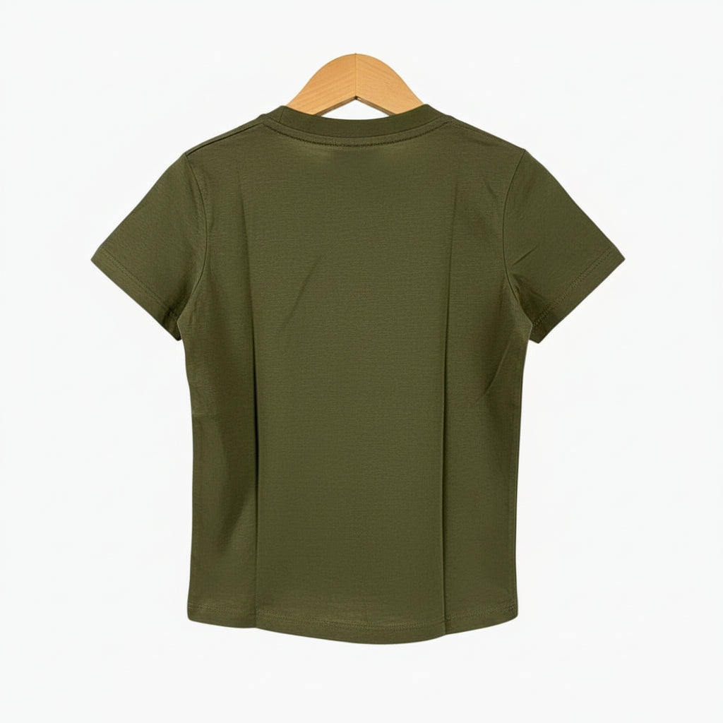 Only t-shirt mezza manica bambina verde con stampa