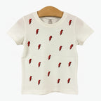 Only t-shirt mezza manica con fulmini rossi glitterati bambina bianca - Abbigliamento bambini firmato | CDifferent Outlet