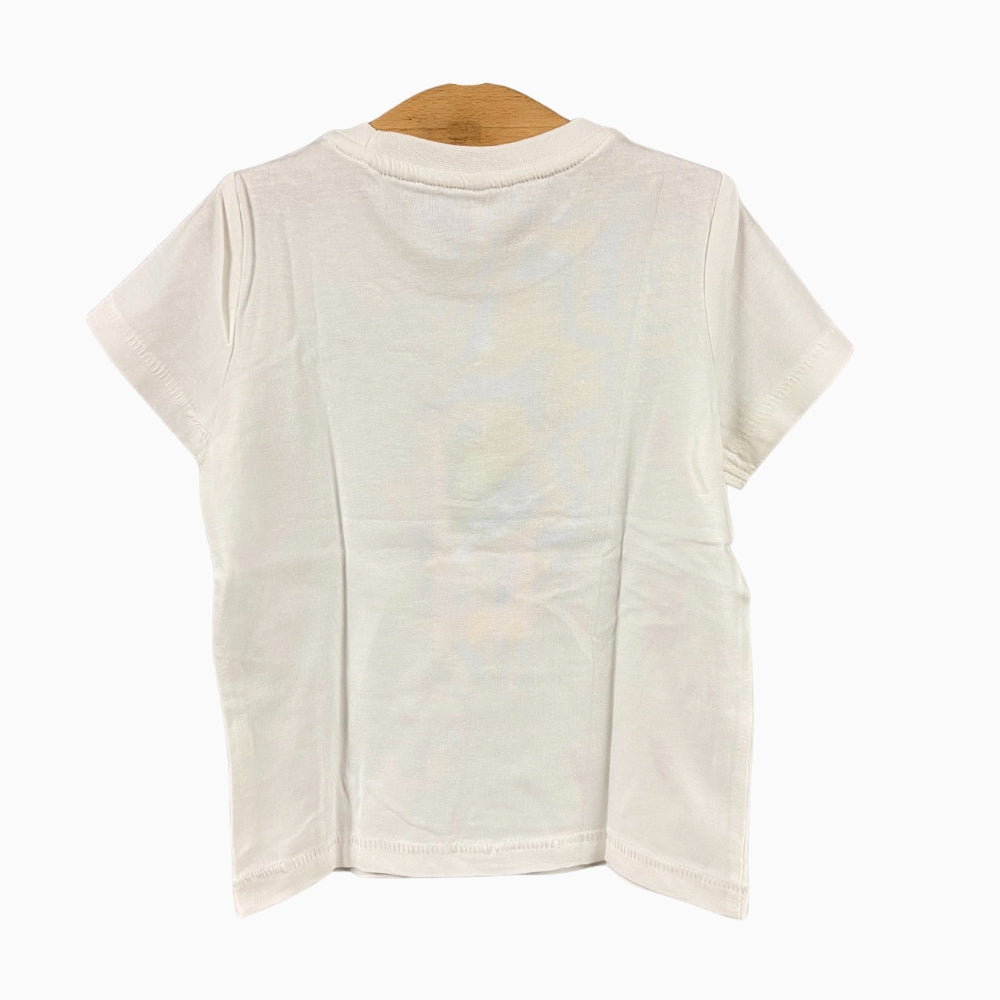 Only t-shirt mezza manica con fulmini rossi glitterati bambina bianca