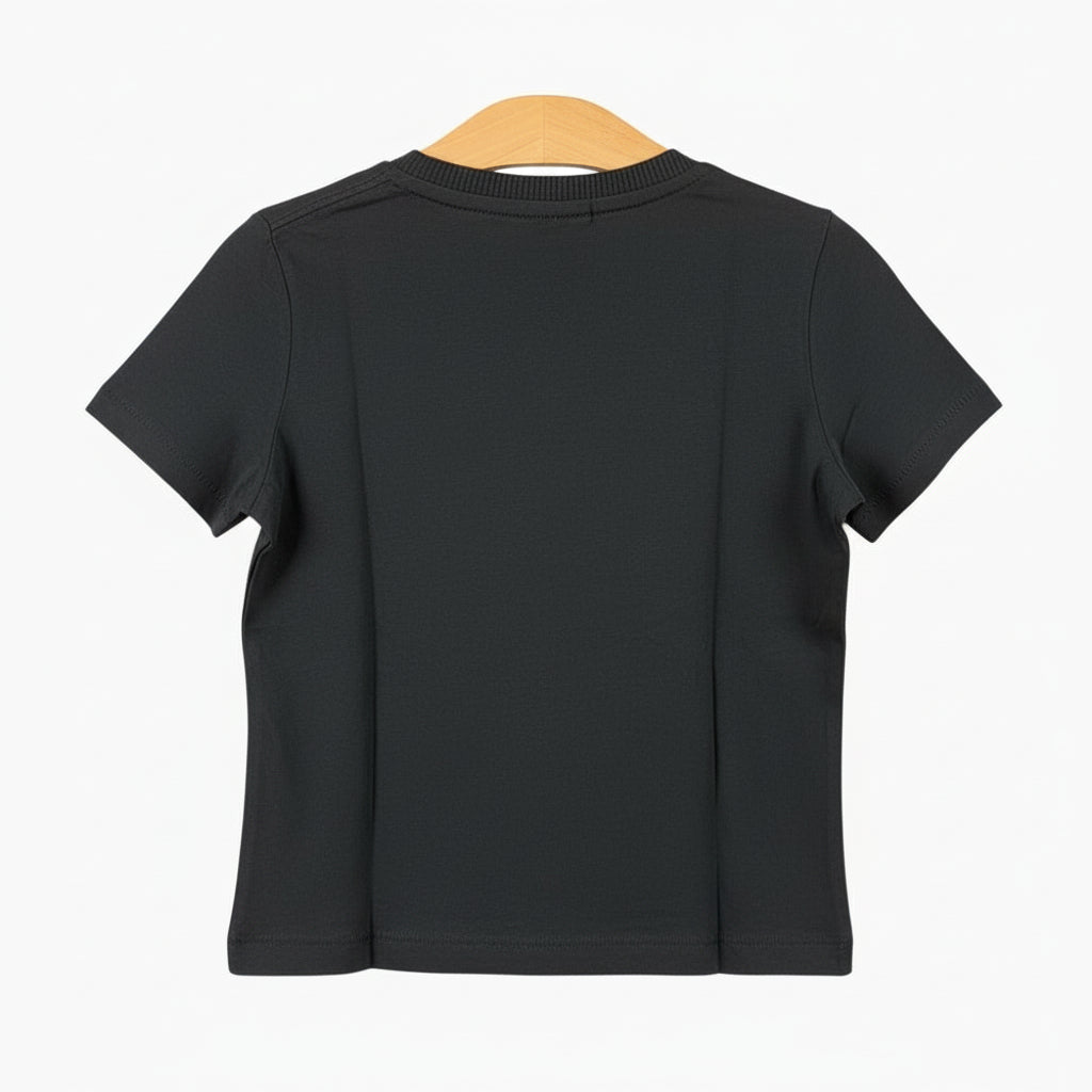 Only t-shirt mezza manica scritta con strass bambina nera