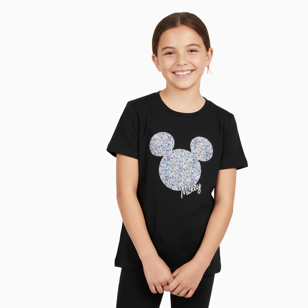 Only t-shirt mezza manica stampa topolino nera