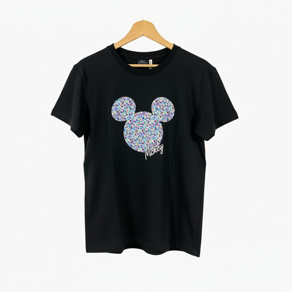 Only t-shirt mezza manica stampa topolino nera