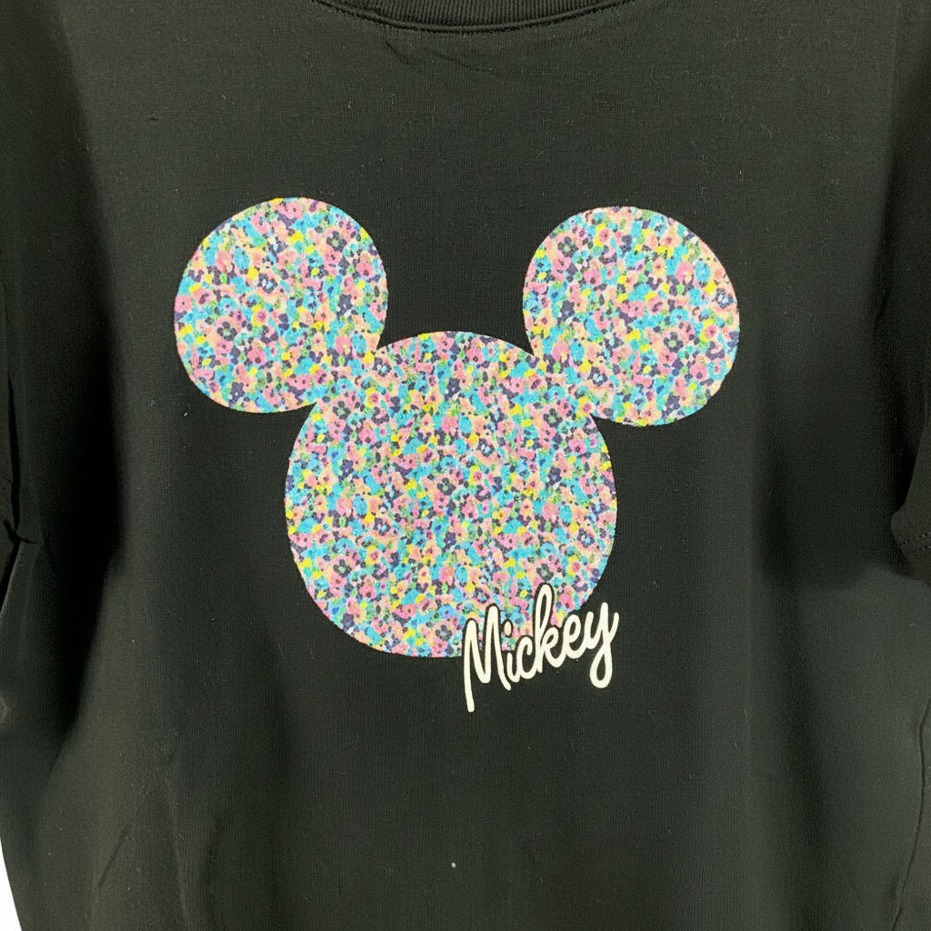 Only t-shirt mezza manica stampa topolino nera