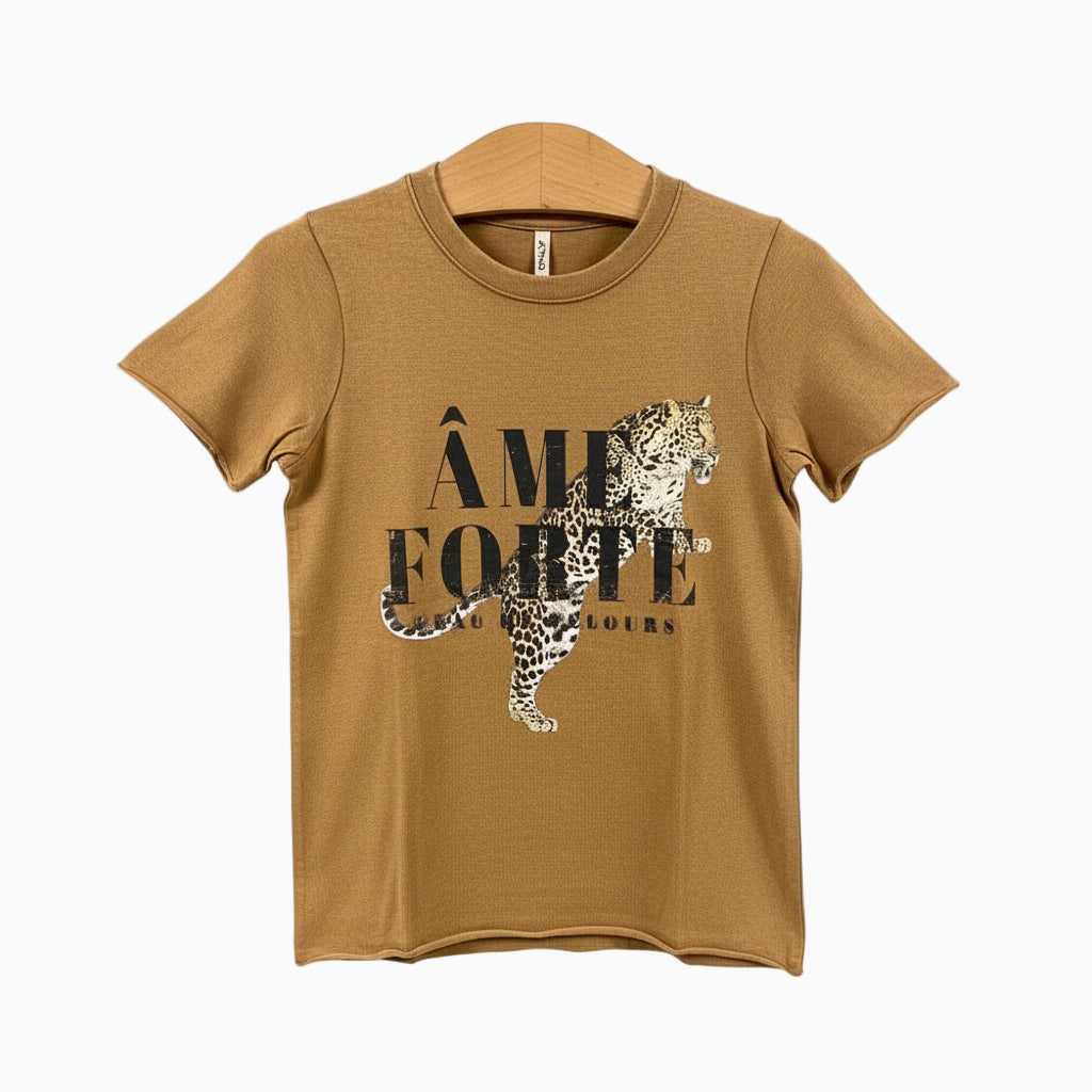 Only t-shit mezza manica bambina marrone con stampa