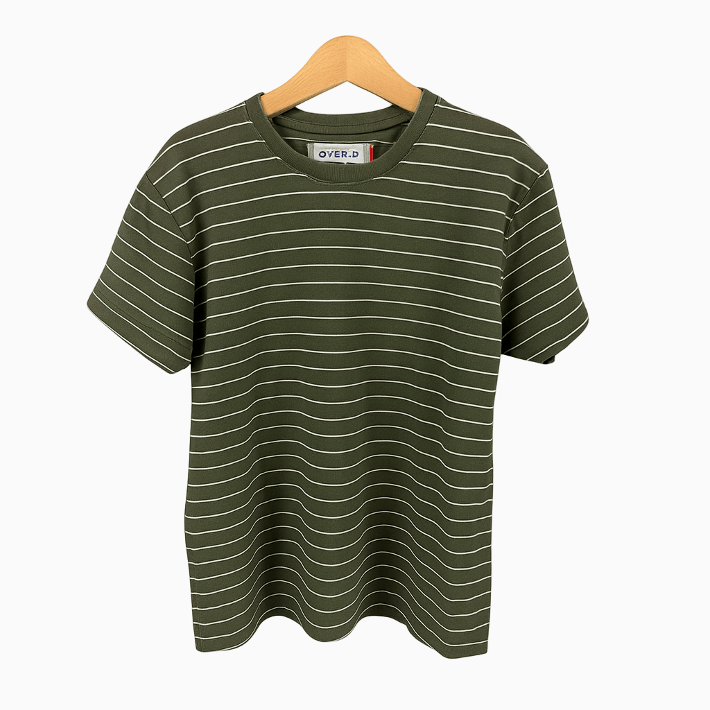 Over-D t-shirt a righe bambino verde