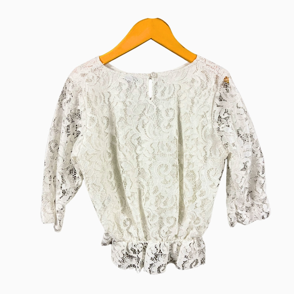 People camicetta maniche tre quarti bambina in pizzo panna - Abbigliamento bambini firmato | CDifferent Outlet