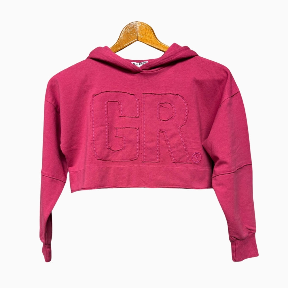 People felpa con cappuccio cropped bambina fucsia