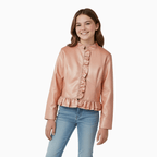 People giacca in ecopelle bambina salmone