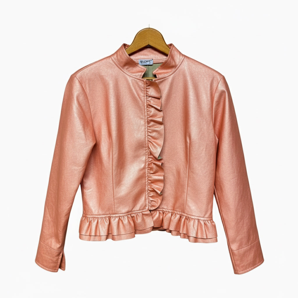 People giacca in ecopelle bambina salmone