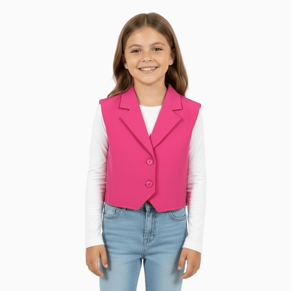 People gilet cropped bambina fucsia