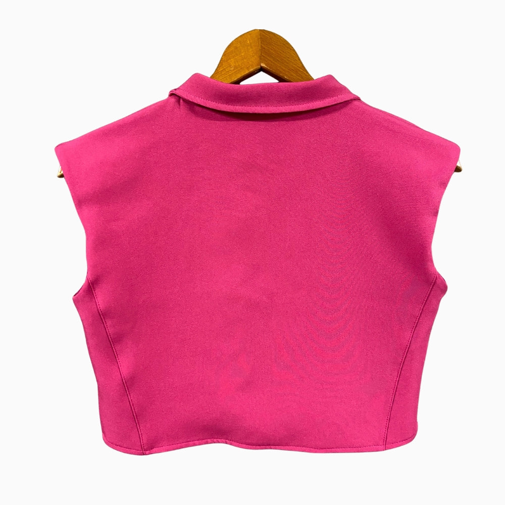 People gilet cropped bambina fucsia