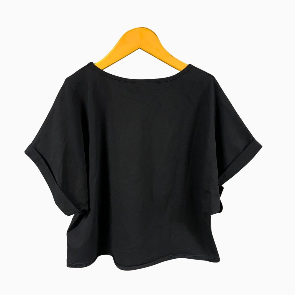 People maglia cropped bambina nera con stampa - Abbigliamento bambini firmato | CDifferent Outlet