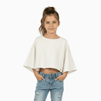 Please felpa cropped bambina bianca maniche ampie - Abbigliamento bambini firmato | CDifferent Outlet