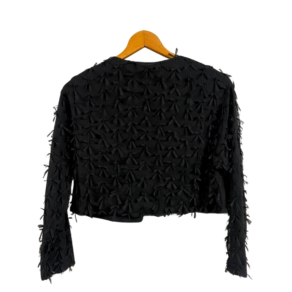 Please giacca crop bolero con fronzoli bambina nera