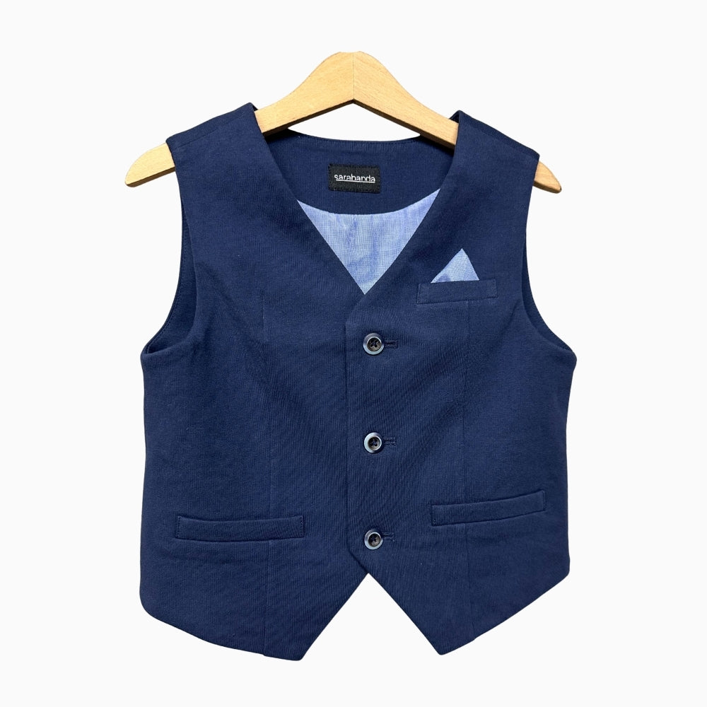 Sarabanda gilet con pochette bambino blu